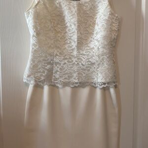 Tahari Petite Fitted Formal Ivory Top and skirt 6P